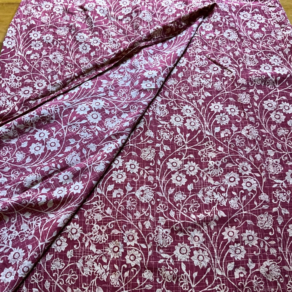 Burgundy Floral Print Midi Skirt‎ Vintage Style Cottagecore Women's Skirt - Picture 5 of 6